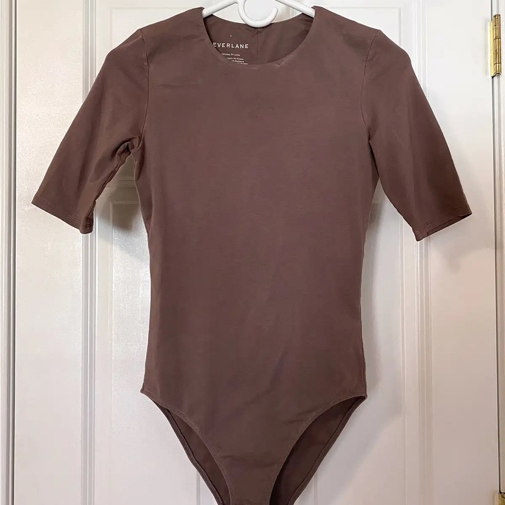 Everlane Short Crew Neck Dark Brown Bodysuit